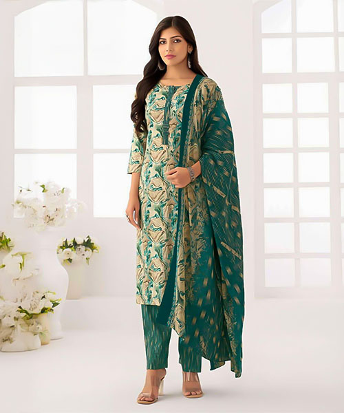 Green  Cotton  Casual Wear Salwar Kameez