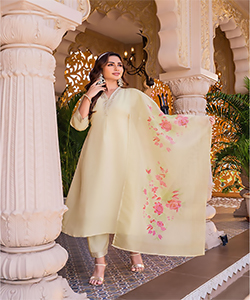 Cream Tissue Anarkali Suit