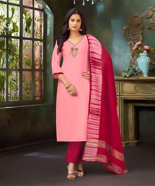Pink  Vertican Silk Casual Wear Salwar Kameez in united kingdom