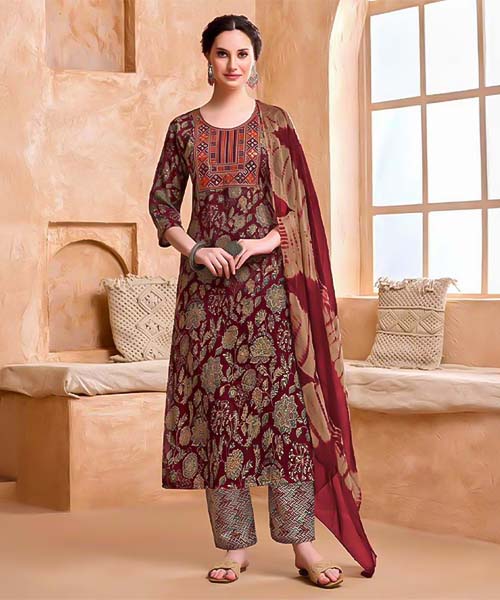 Brown  Rayon Casual Wear Salwar Kameez in ipswich