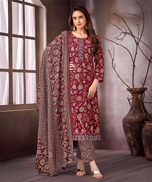 Red  Rayon Capsule Printed Salwar Kameez in mumbai