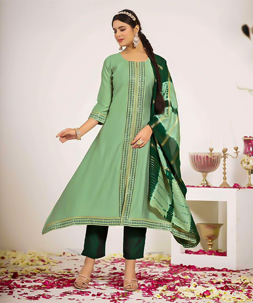 Green  Vertican Silk Casual Wear Kurti in northampton