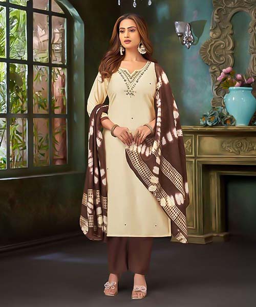 White Vertican Silk Casual Wear Salwar Kameez in united kingdom