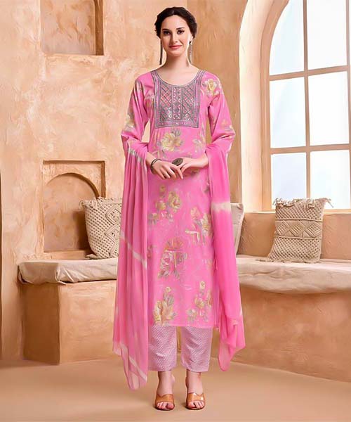 Pink  Rayon Casual Wear Salwar Kameez in ipswich