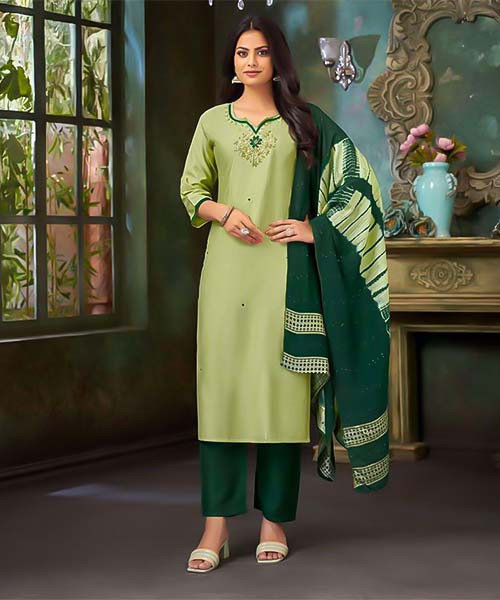 Green  Vertican Silk Casual Wear Salwar Kameez in united kingdom