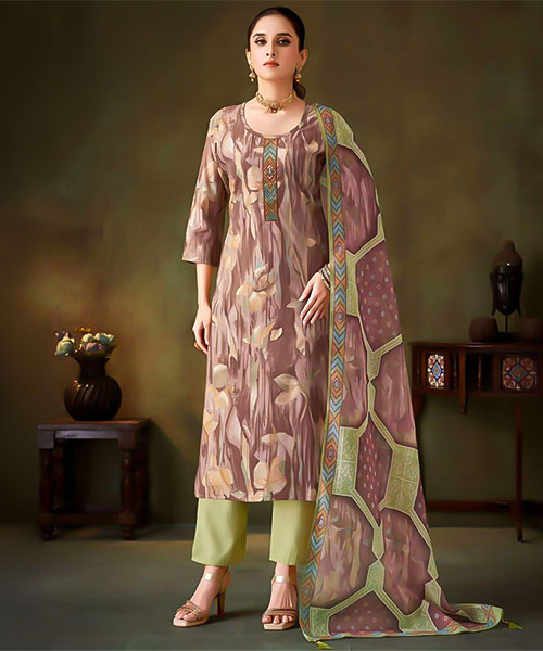 Brown Muslin Casual Wear Salwar Kameez in denver