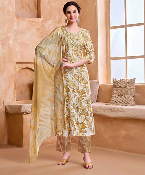 Yellow Rayon Casual Wear Salwar Kameez in ipswich