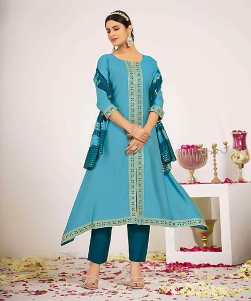 Blue Vertican Silk Casual Wear Kurti in northampton