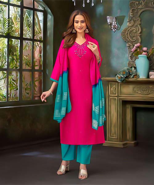 Magenta  Vertican Silk Casual Wear Salwar Kameez in united kingdom