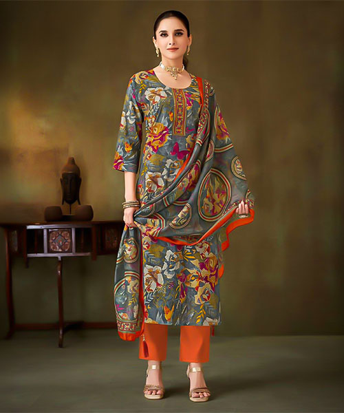 Grey Muslin Casual Wear Salwar Kameez in las vegas