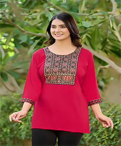 Red Rayon Casual Kurtis