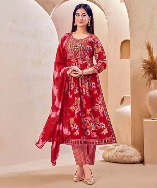 Red Capsule Rayon Casual Wear Salwar Kameez in northampton