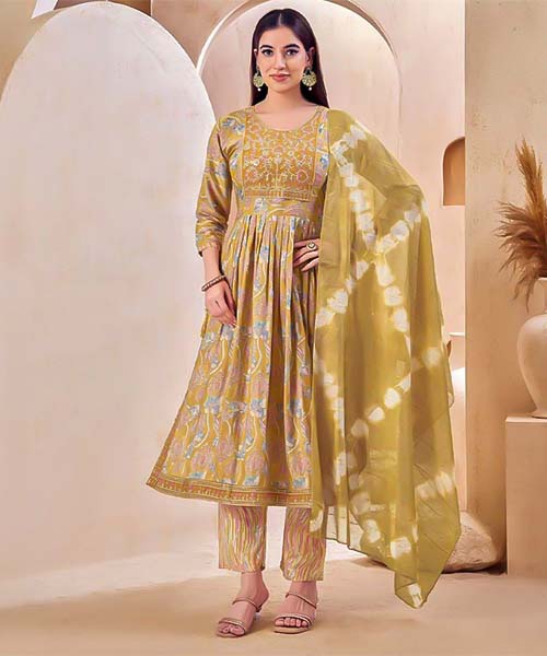 Yellow Capsule Rayon Casual Wear Salwar Kameez in northampton