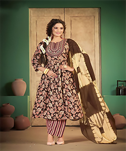 Brown Rayon Anarkali Suit