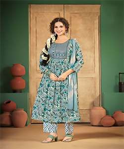 Sky blue Rayon Anarkali Suit