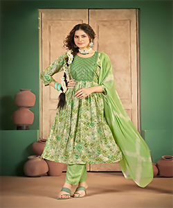 Green Rayon Anarkali Suit