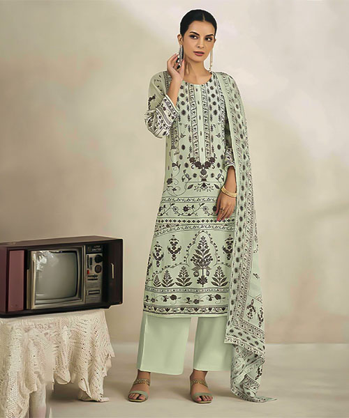 Light Green  Linen Party Wear Salwar Kameez in germany