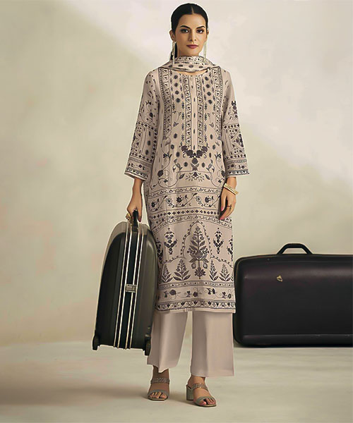 Brown Linen Party Wear Salwar Kameez in germany