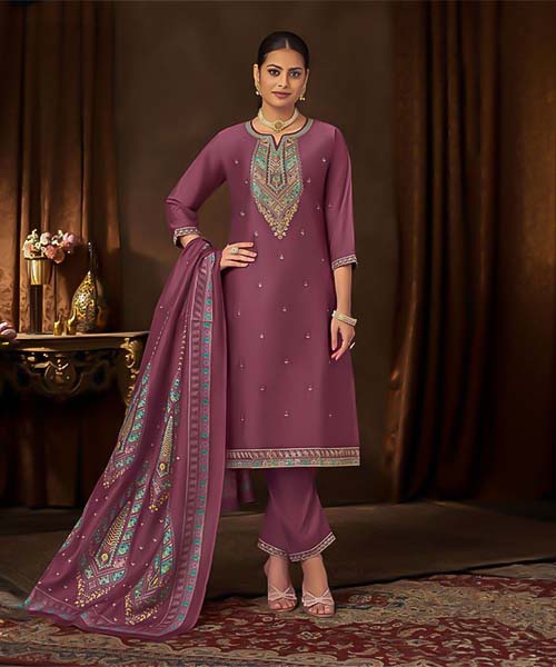 Brown Roman Casual Wear Salwar Kameez