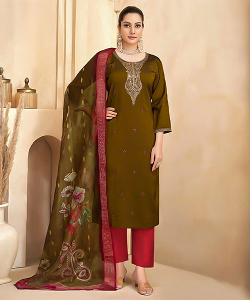 Olive Green Fancy Casual Wear Salwar Kameez in seattle