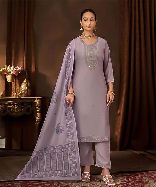 Purple Roman Casual Wear Salwar Kameez