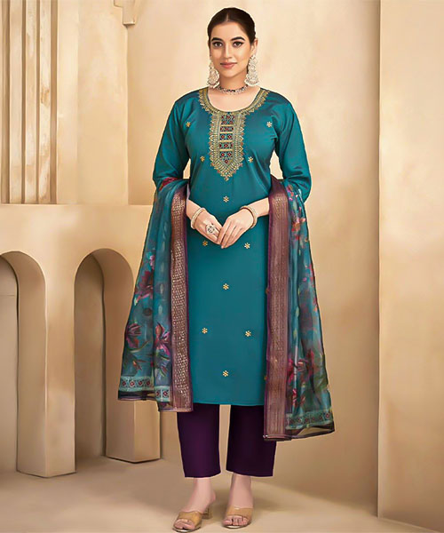 Cyan Fancy Casual Wear Salwar Kameez in seattle