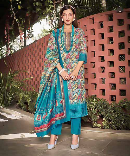 Blue  Lycra Printed Kurti in delhi