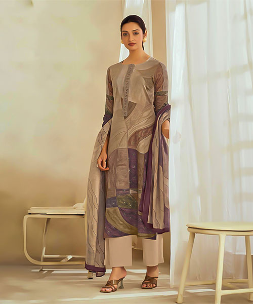 Brown Cotton Lawn Party Wear Salwar Kameez in tulsa