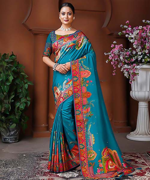 Blue Dola Silk Designer Saree