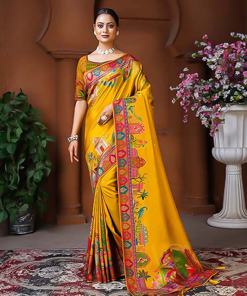 Yellow Dola Silk Designer Saree