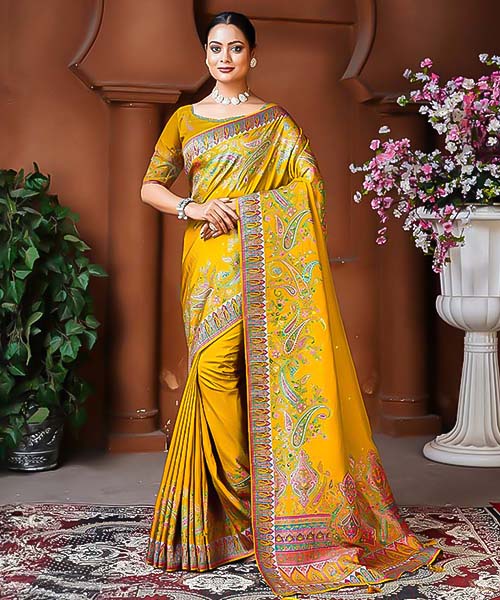 Golden Dola Silk Designer Saree