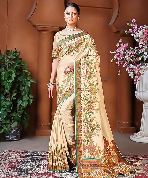 White  Dola Silk Designer Saree