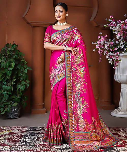 Magenta  Dola Silk Designer Saree