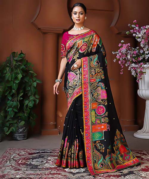 Black Dola Silk Designer Saree