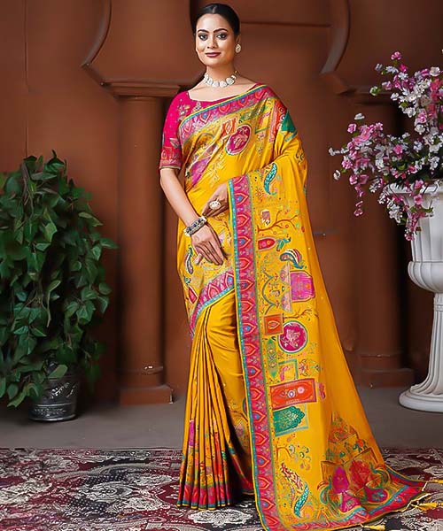 Golden Dola Silk Designer Saree