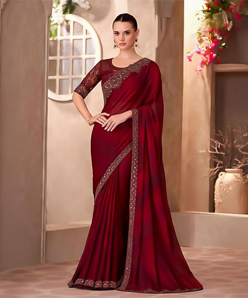 Red  Fancy Party Wear Saree in newport