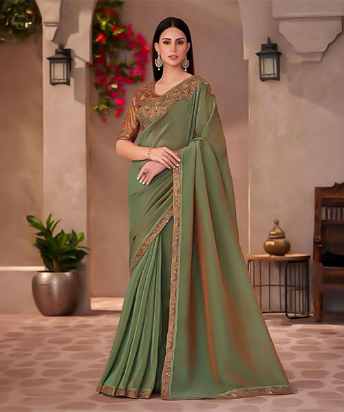 Green  Fancy Party Wear Saree in tucson