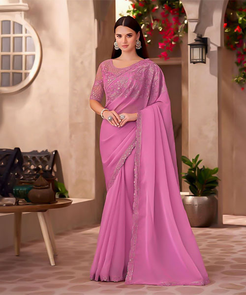 Pink  Fancy Party Wear Saree in newport
