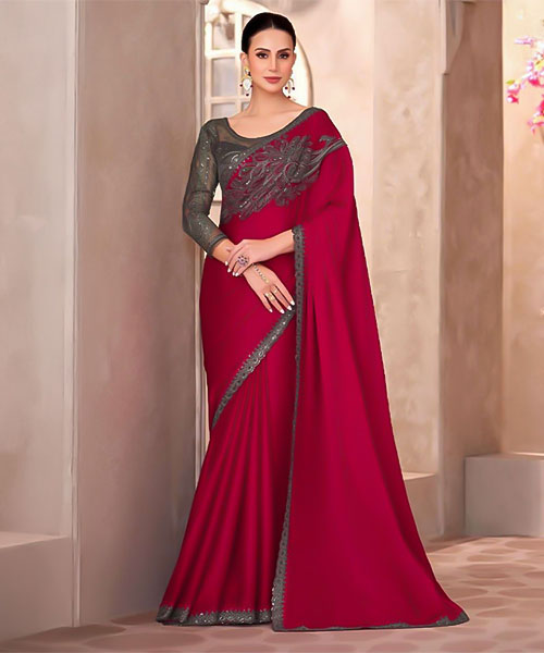 Red  Fancy Party Wear Saree in newport