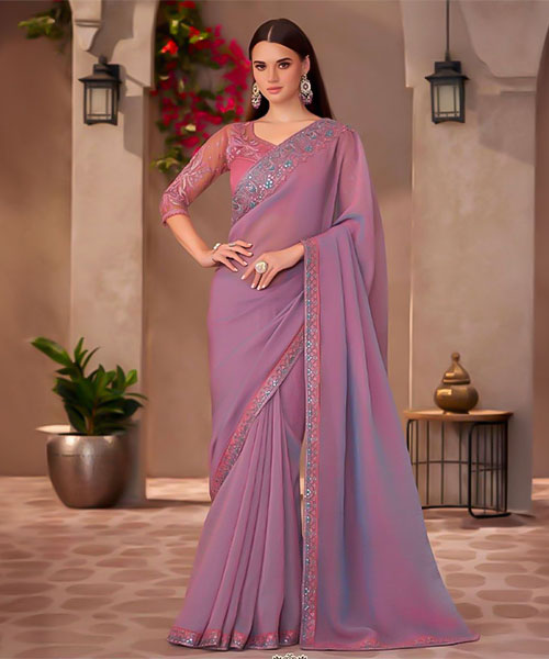 Purple Fancy Party Wear Saree in tucson