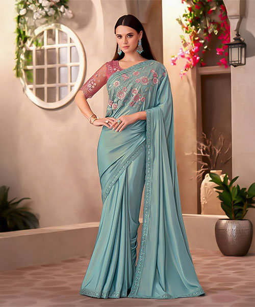 Blue Fancy Party Wear Saree