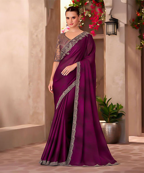 Violet Fancy Party Wear Saree in newport