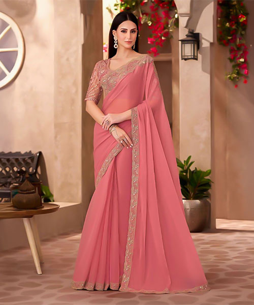 Pink  Fancy Party Wear Saree in newport