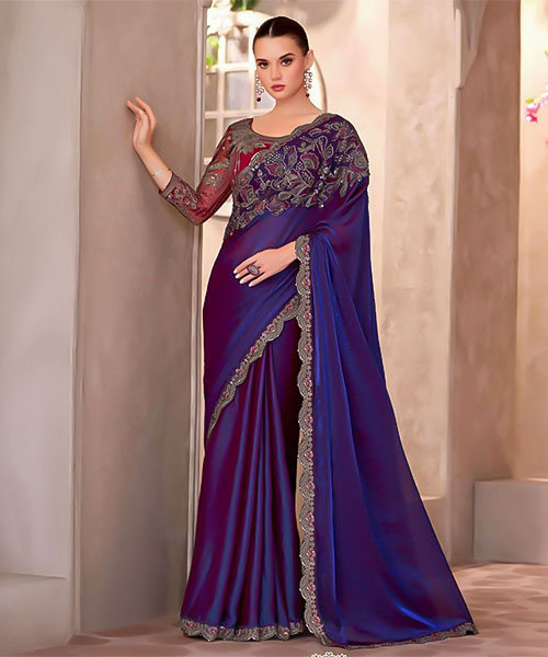 Violet Fancy Party Wear Saree in newport