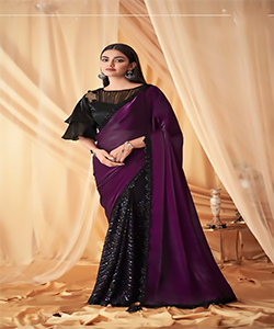 Black Georgette Silk Partywear Saree