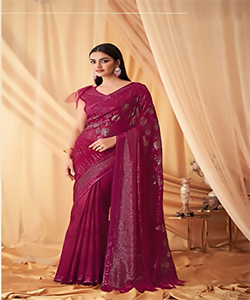 Pink Georgette Silk Partywear Saree