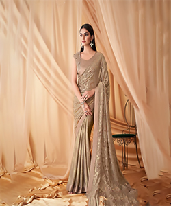 Grey Georgette Silk Partywear Saree