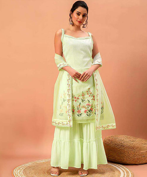 Green Georgette Party Wear Salwar Kameez