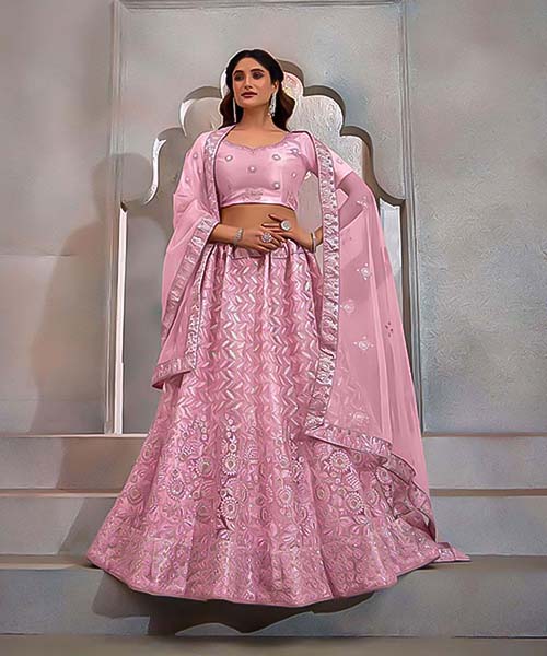 Pink Butterfly Net Designer Lehenga