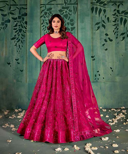 Red  Butterfly Net Party Wear Lehenga